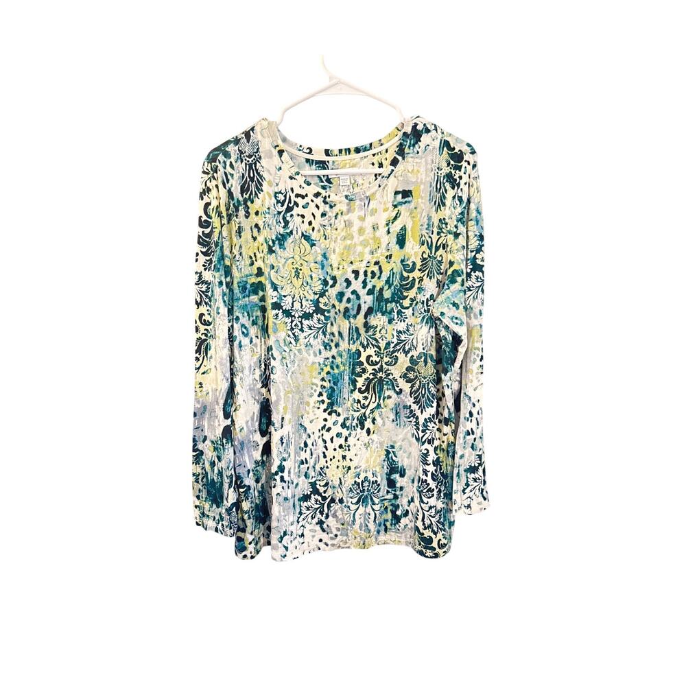 Chico’s Women’s Top XL Long Sleeve Multicolor Rayon Blend